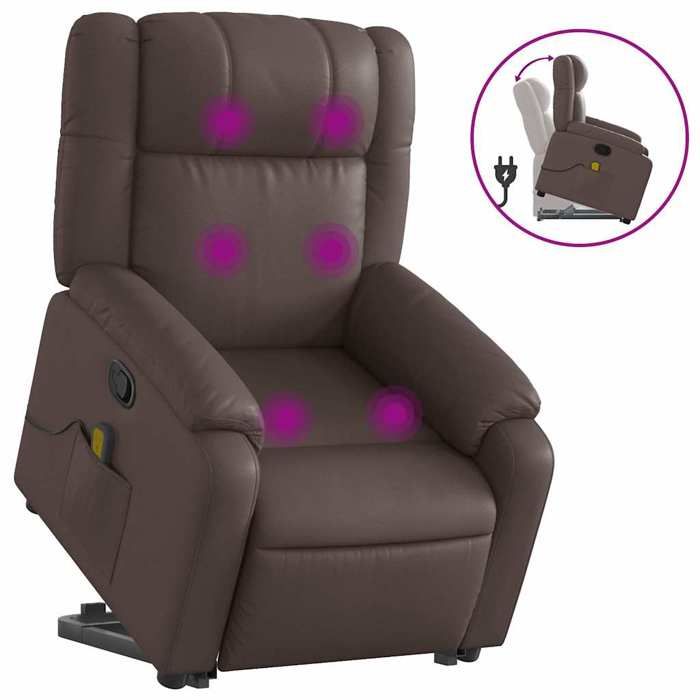 VidaXL Fauteuil inclinable de massage Marron Similicuir 3205159