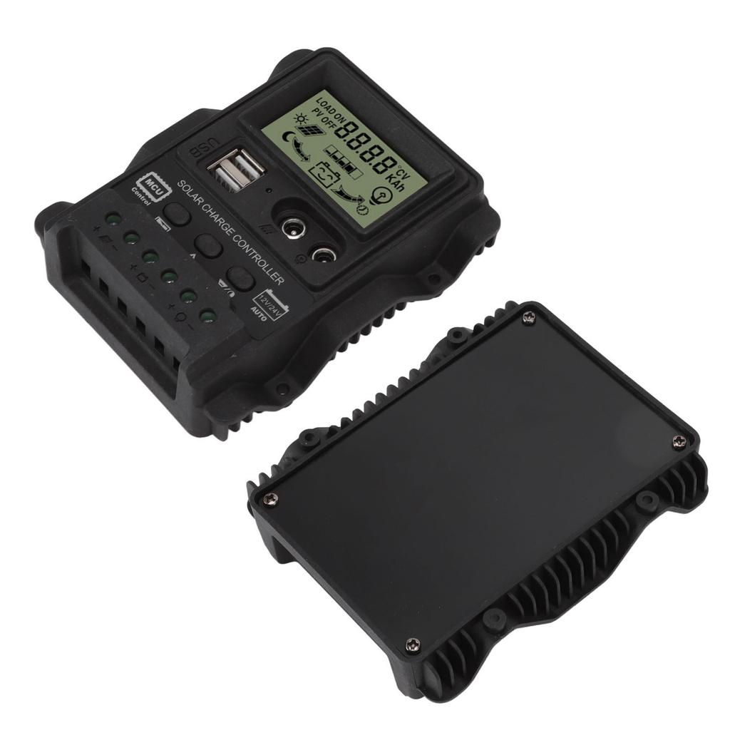 K1688 Solar Charge Controller PWM Dual DC with Black Shell Solar Panel Regulator for Home 20A