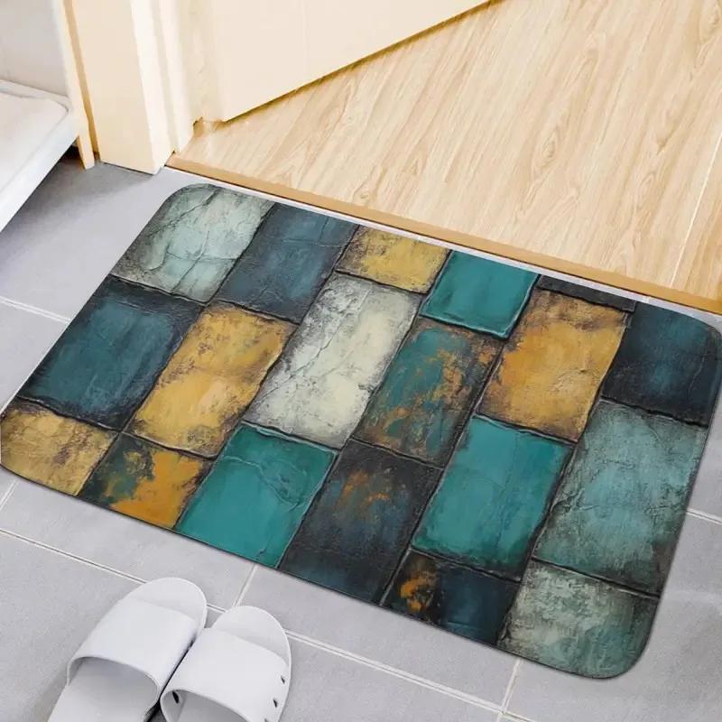 2D Floral Door Mat for Household Kitchen Bathroom Bathroom Floor Mat Resistant Dirt and Entrance Door Mat for Foyer Decoration