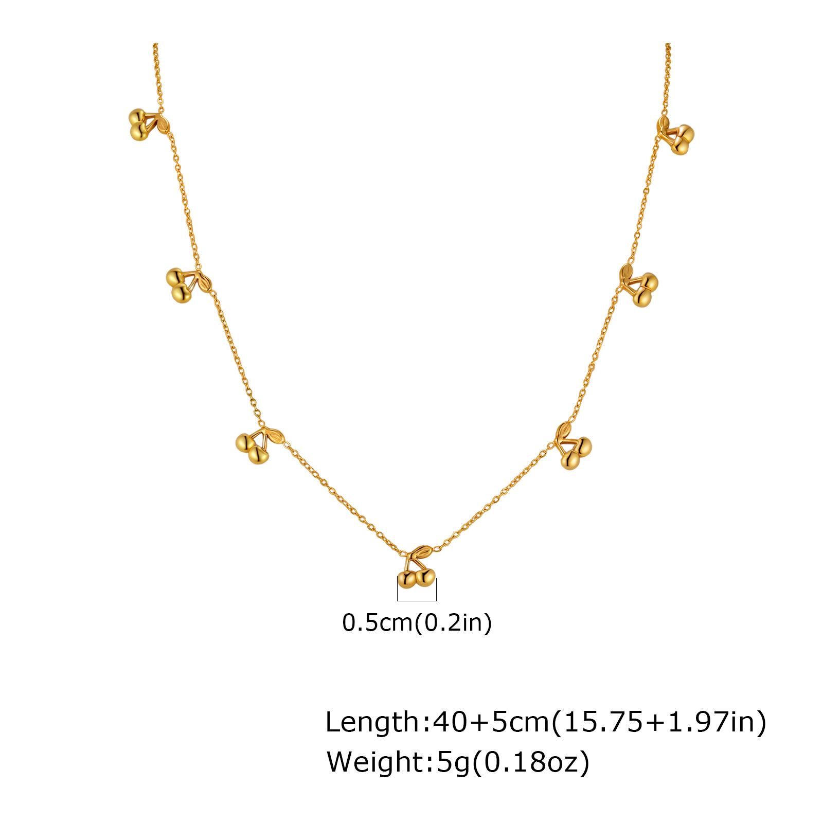 

Fashion Chic Stainless Steel Cherry Chain Necklace, 18k Gold Plated Waterproof Charm Necklace, Exquisite Jewelry for Women Gift