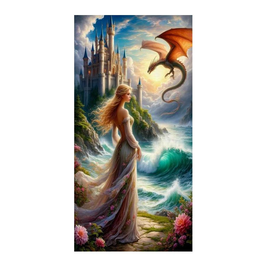 Castle Woman Dragon Large Size Diamond Painting New Collection Animals Diy Full Drill Rhinestone Embroidery Mosaic Cross Stitch Kits