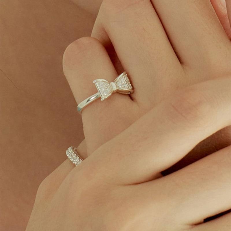 murmur [925silver]Sparkling cubic ribbon ring