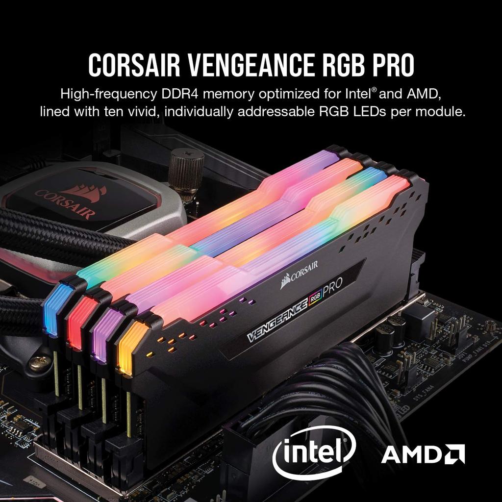 Corsair Desktop PC Memory VENGEANCE RGB PRO Series 32GB X CMW32GX4M2E3200C16 DDR4-3200MHz [2 16GB]