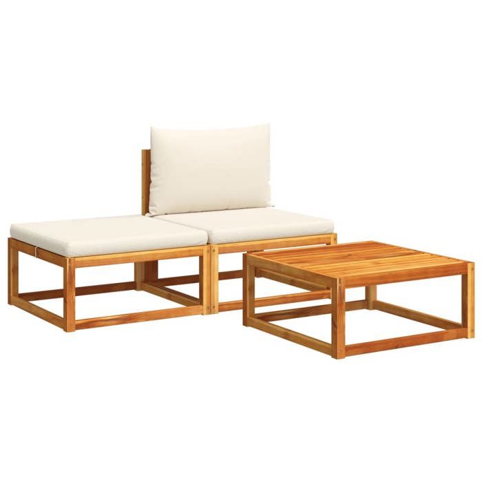 VidaXL Ensemble de canapés de jardin 3 pièces avec coussins en bois d'acacia et rotin 4008170