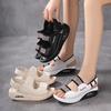 Large size soft leather thick-soled muffin sports sandals women wear new wedge heel heightening beach shoes