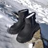 Krazing Pot  Cow Leather Wool Blend Winter Round Toe Platform Snow Boots Zipper Women Casual Keep Warm Ankle Boots