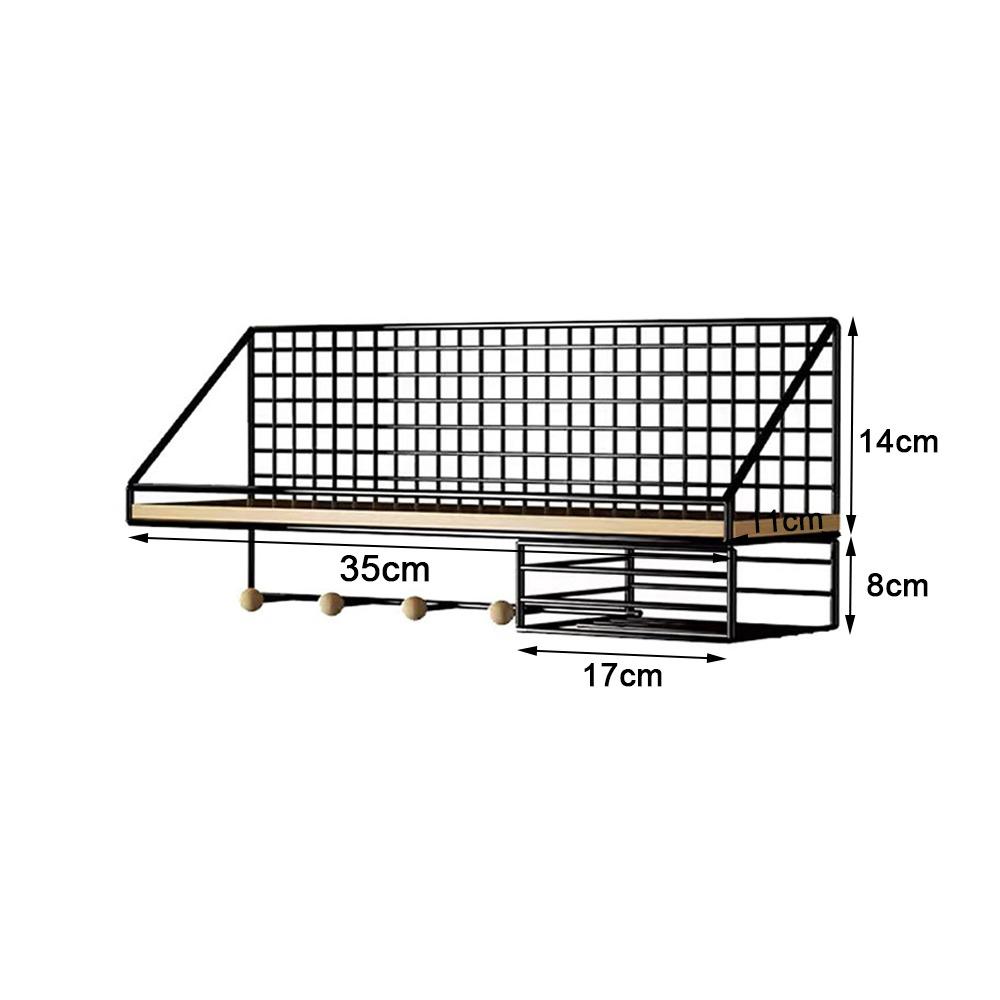 Metal Wood Wall Shelf Open Grid Multi-Layer Floating Wall Shelves Minimalist Style Display Storage Rack Living Room
