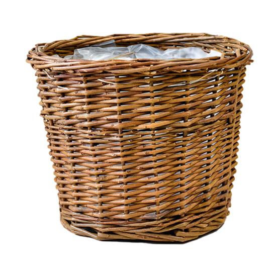 Wicker Planter Basket with Waterproof Liner Handwoven Natural Brown Willow Flowerpot