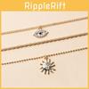 Vintage Sunflower Pendant Necklace For Women Multilayer Lockbone Jewelry Summer