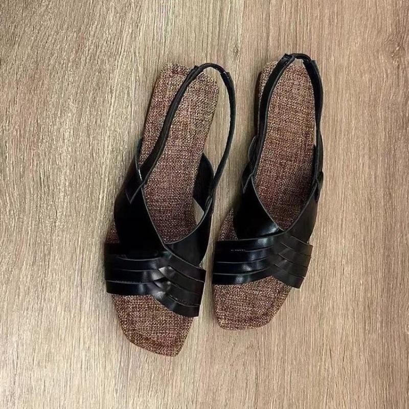 

Модные плетеные новые плоские сандалии для женщин 2025 летняя мода ретро удобная женская обувь повседневные пляжные отпускные сандалии 42 чёрный