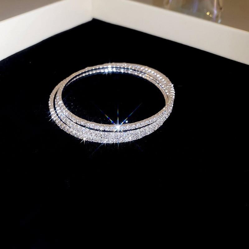 Super Flash Zircon Round Heart-shaped Flower Multi-layer Open Bracelet Exquisite and Beautiful Bracelet Light Luxury Jewelry Women