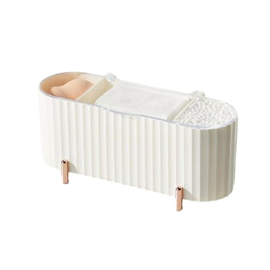 Kosmetik-Baumwoll-Aufbewahrungsbox mit durchsichtigem Deckel Staubdicht Großes Fassungsvermögen 3 Fächer Wattestäbchen Wattepads Halter Organizer Behälter
