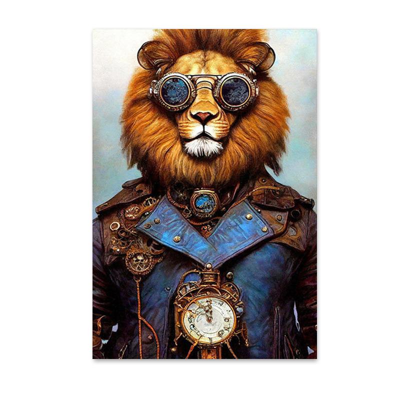 Retro Funny Animal Steampunk Cat Astronaut Rabbit Canvas Painting Posters Prints Wall Art Pictures for Living Room Home Decor