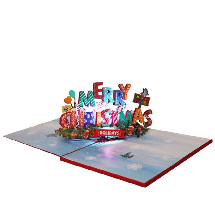 Stylish 3D Christmas Musical Card With Glowing Lights Popup Designs Greeting Card For A Holiday Message