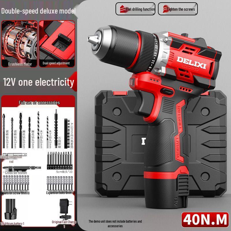 

Delixi 3-in-1 Cordless Brushless Drill: Hammer, Electric Screwdriver & Multifunctional Pistol Drill with Lithium Battery