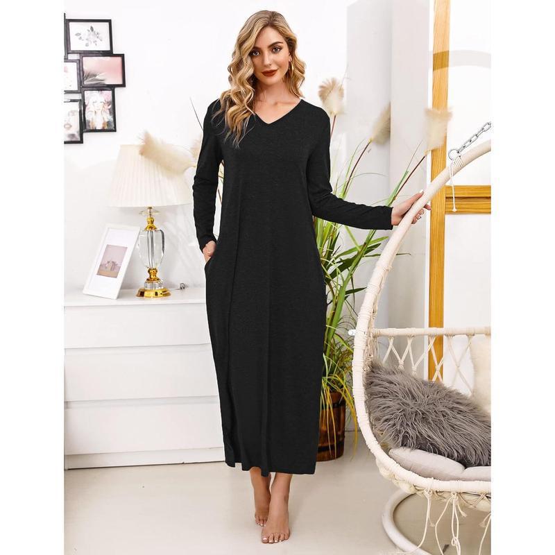 Women's Long-Sleeve Cotton Nightgown Pajamas