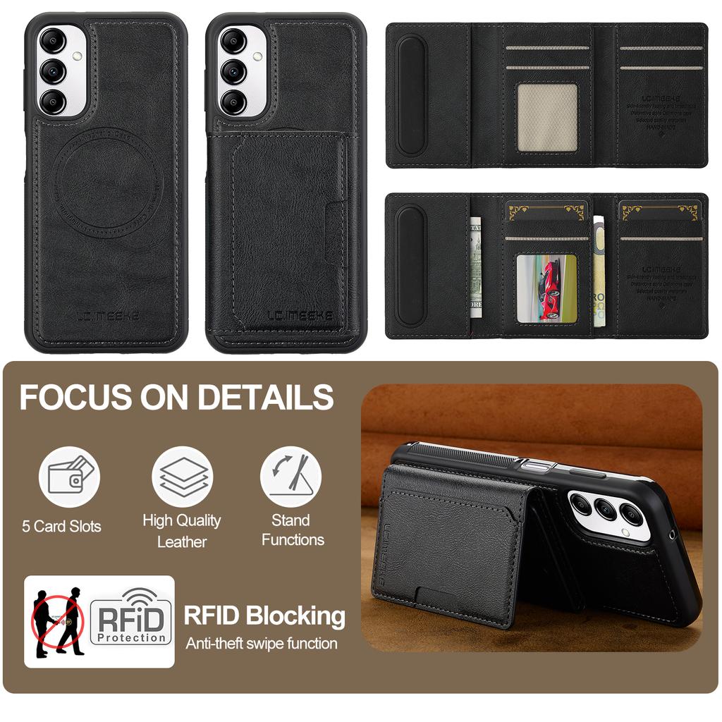 For Samsung Galaxy A54 5G Magnetisk Telefondeksel Lær Bakdeksel med Avtakbar Kortholder