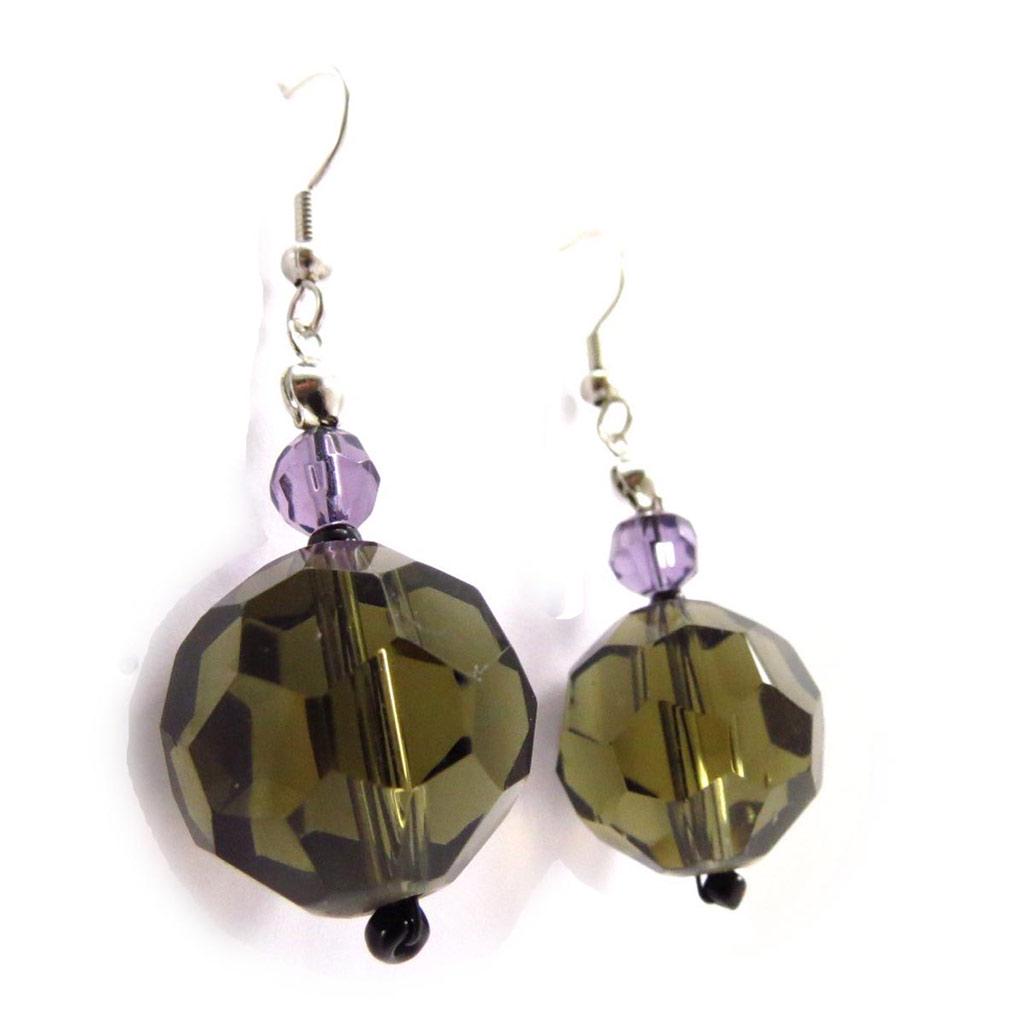 Les Trésors De Lily [J6745] - Boucles Créateur 'Mineralia' taupe violet
