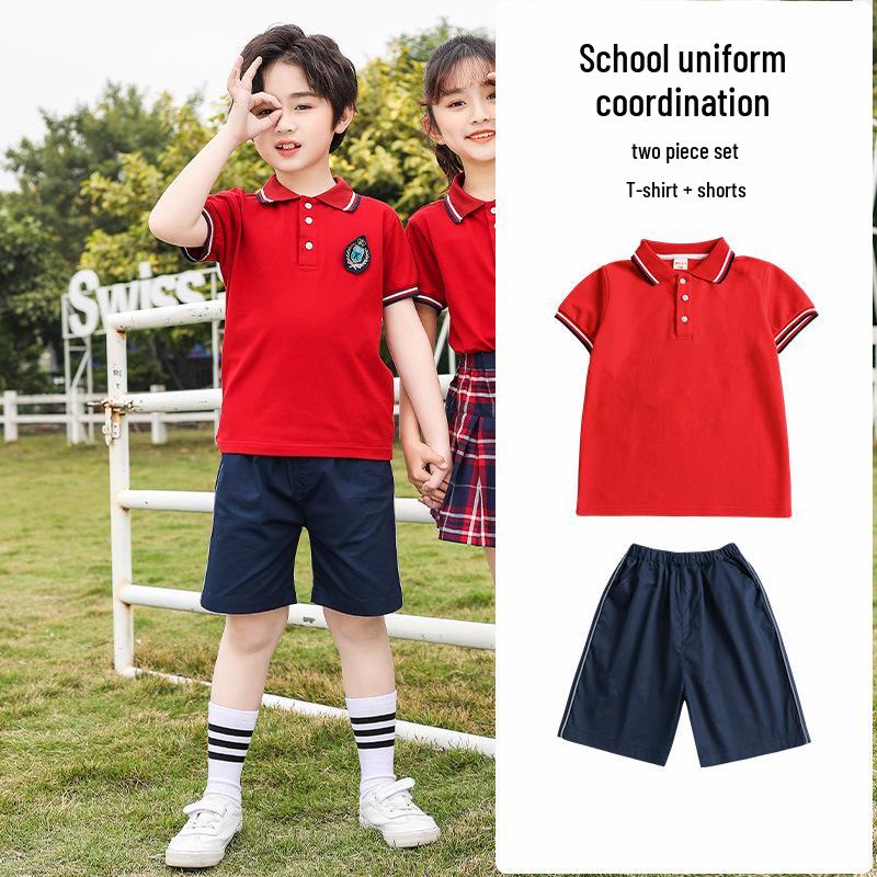 British Style Summer Kids' School Uniform Set - Boys & Girls Two-Piece Performance Wear