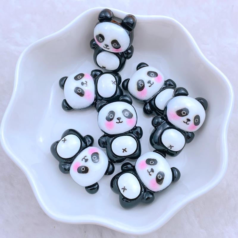 10Pcs New Cute Resin Panda, Bamboo Series Flat Back Fit Phone Deco Parts Embellishments For Hair Bows Accessories