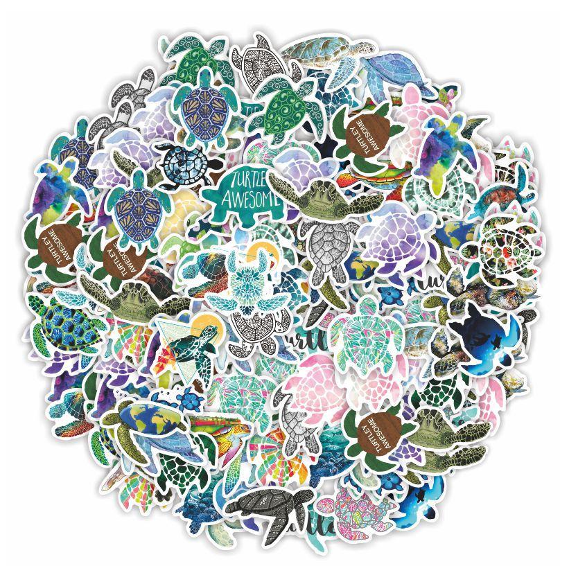 50pcs Colorful Turtle Stickers Laptop Bicycle Guitar Skateboard Sticker Kid DIY Graffiti Waterproof Stickers Toy