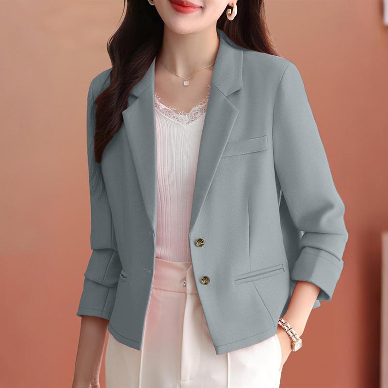 ZANZEA Blazer cardigan subțire cu mânecă lungă cu guler răsturnat pentru femei