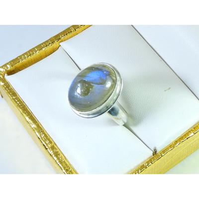 Oval Labradorite Ring US-7 Solid 925 Sterling Silver Chunky Gemstone Ring MK-47