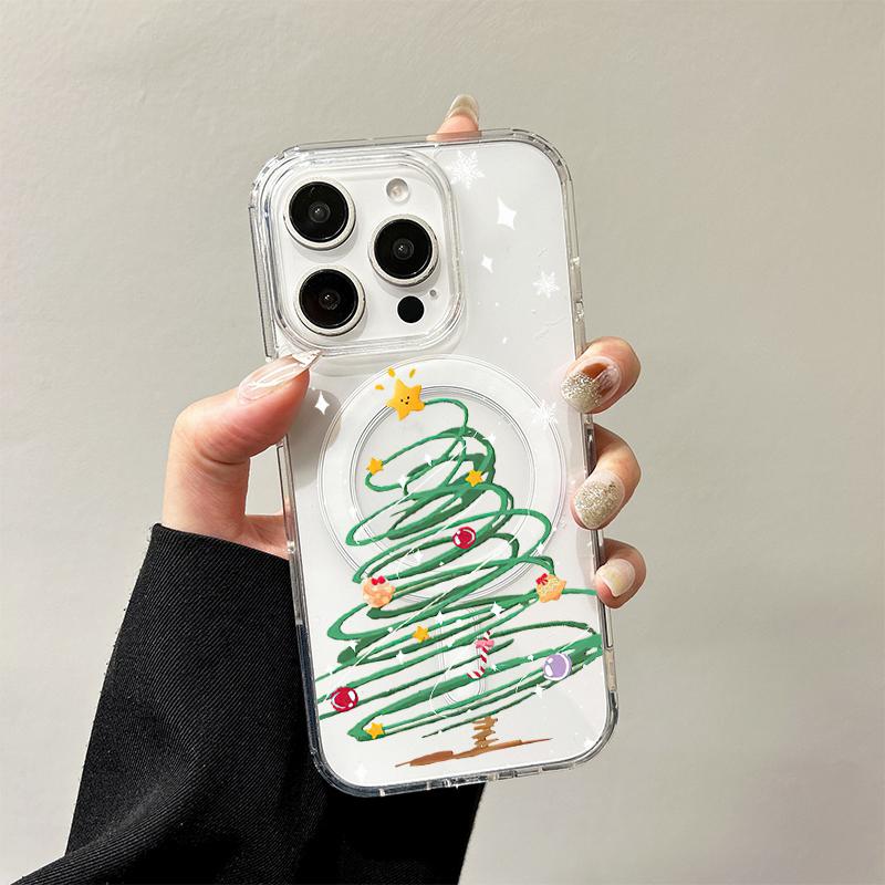 Green Christmas Tree Magnetic Case for Samsung Galaxy S25 Edge S24 S23 S22 S21 Ultra Plus FE A56 A55 A54 A36 A35 A26 A16 Cover