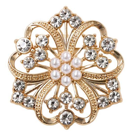 Non-fading Brooch Solid Alloy Floral Brooch, Hollow Pattern Lapel Pin with Strong Decorative Flower Buckle Design, Electroplating Anti-Oxidation Badge золотистый