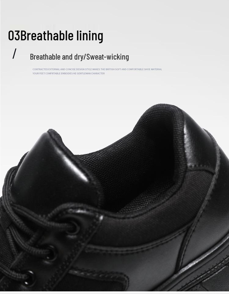 Men's Black Leather Low-Top Soft Sole Outdoor Training and Workwear Shoes