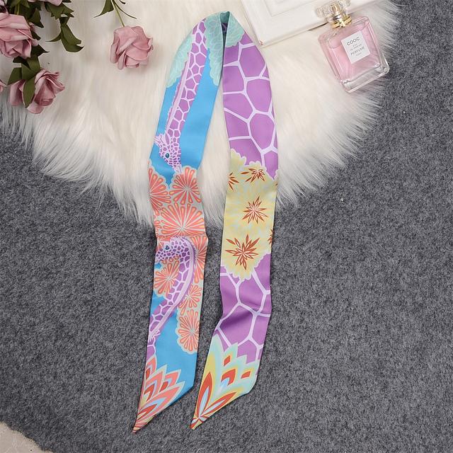Luxury Horse Cloak Brand Scarf Fashion Design 100% Silk Scarf Women Headwear Skinny Bag Hair Scarves Neckerchief