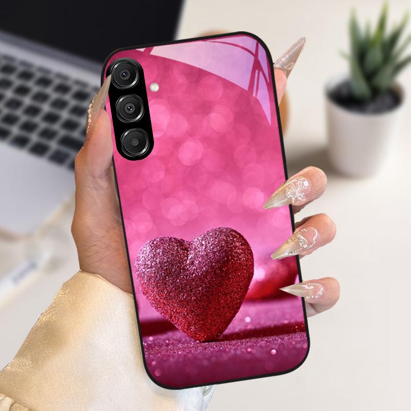 Fashion Coque For Samsung A55 A56 Case A25 A26 Tempered Glass Phone Cover For Galaxy A15 A35 A36 Hard PC Glass Protective Fundas