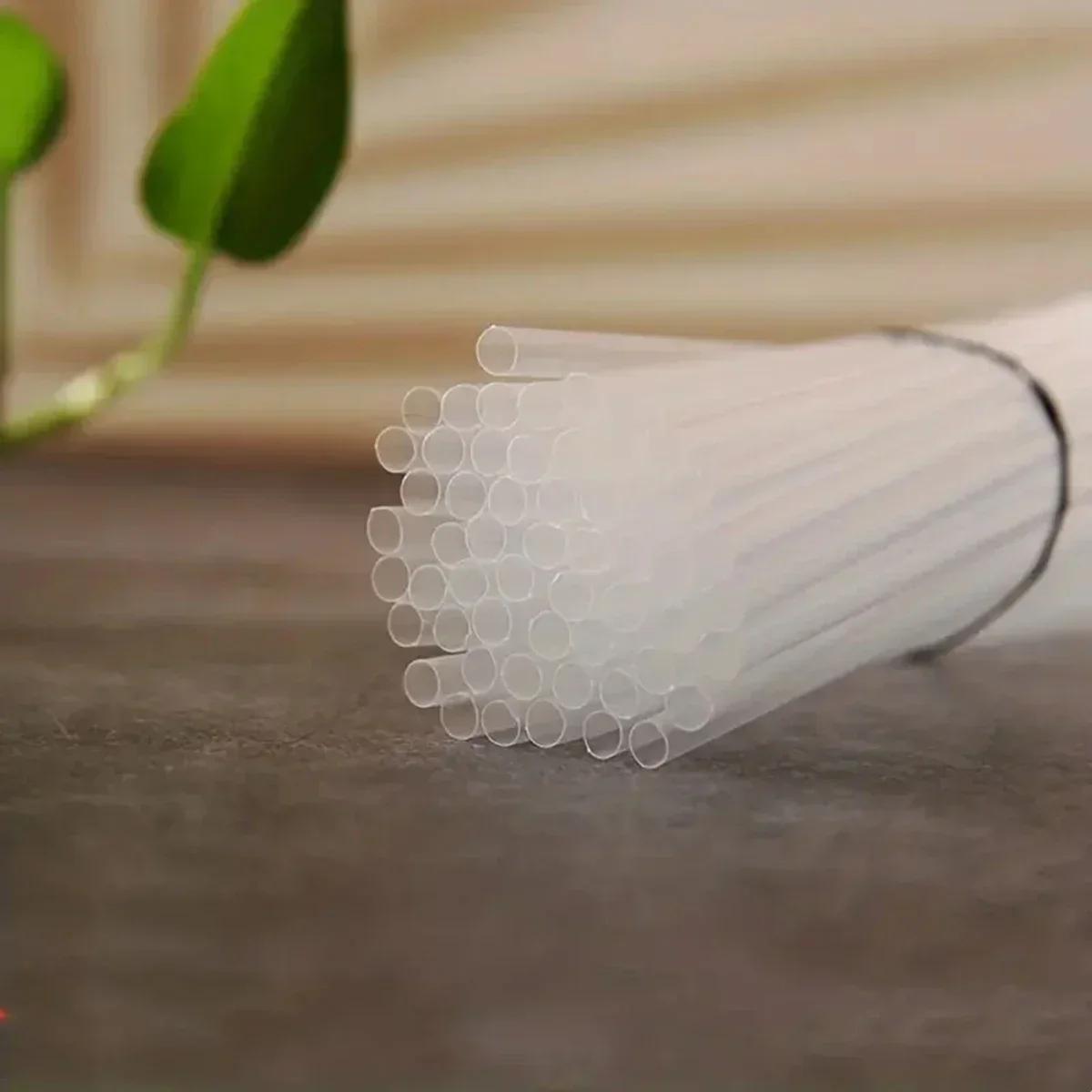 

100PCS Disposable Plastic Straws Colorful Party Event Drinking Straws Flexible Large Straight Tube Straw Bar Accessories чистий