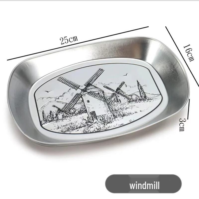 Zhi Shi Vintage Tinplate Rectangular Snack Trays (10-Pack)