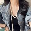 Vintage High-Quality Strong Light Artificial Crystal Pearl Tassel Various Wearing Methods Sweater Chain Necklace