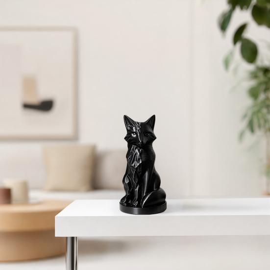 Geometric Faceted Fox Figurine, 3D Printed Sitting Fox Statue, Modern Art Fox Sculpture, Collectable Desktop Ornament for Home Table Shelf Decor