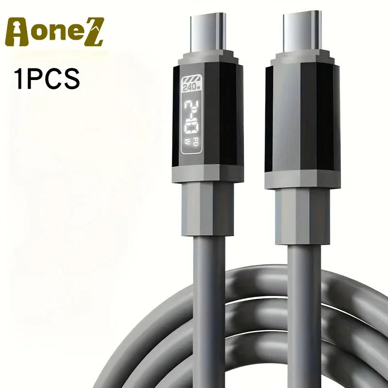 Portable Type C Fast Charge Cable High Power 240W with LED Power Display for IPhone 15 16 17 Pro Samsung S24 Ultra Xiaomi 14