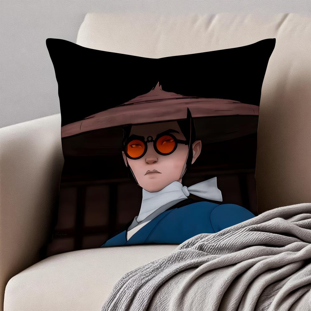 B-Blue Eye Samurai Cushion Cover Pillowcase Anti-Dustmite Invisible Zipper Short Plush Sofa Cushion