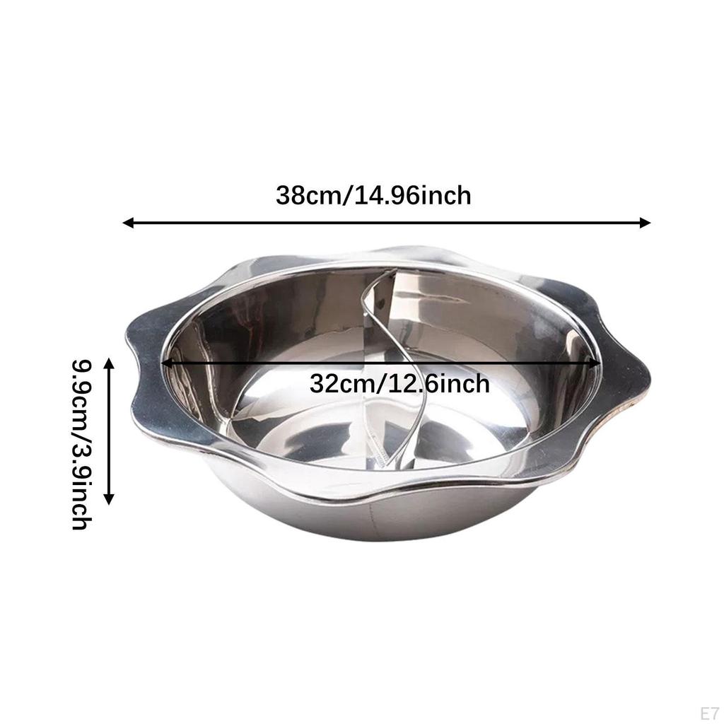 Stainless Steel Divided Pot Cooking Utensil Mandarin Duck Hotpot for Camping