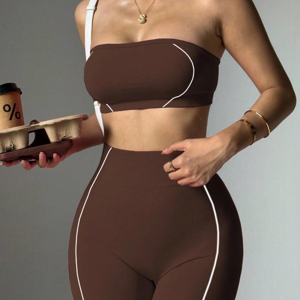 JYL Straplesslette Naked Backless Yoga Pants Set