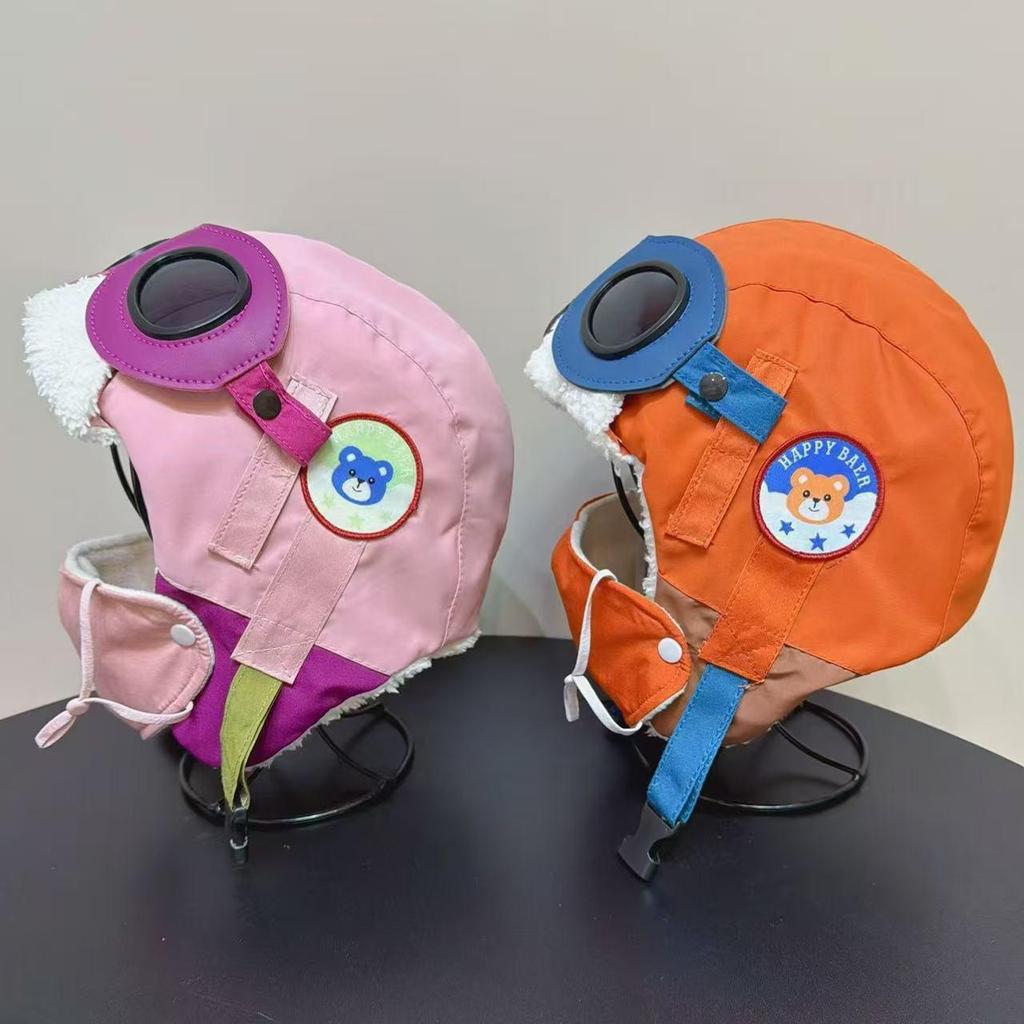Children's Winter Pilot Hat with Ear Protection, Warm & Windproof, Thickened for Boys and Girls.