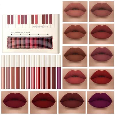 12pcs Matte Liquid Lipstick Set Long-Lasting Non-Stick Cup High Pigmented Lipstick Set For Daily Makeups