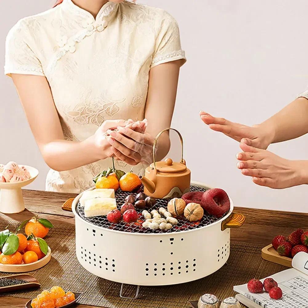 Grelhador Multifuncional para Churrasco Coreano Fogão Portátil a Carvão para Cozinhar ao Ar Livre Chá e Carne em Casa