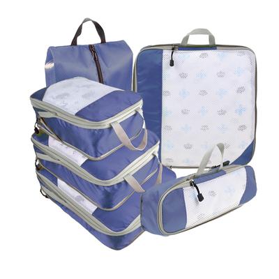 6PCS Mesh Visual Luggage Portable Packing Cubes Lightweight Suitcase Bag Compressed Travel Storage Organizer Set with Shoe Bag