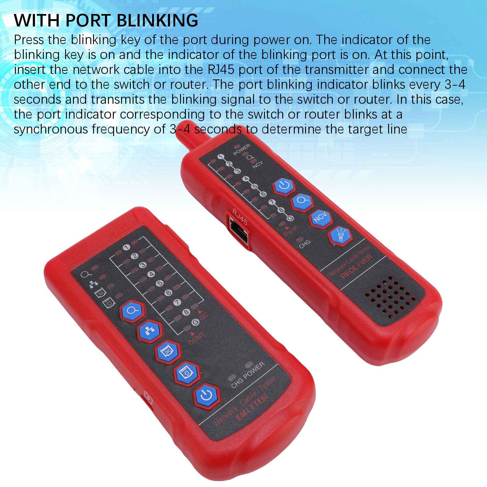 

Тестер сетевого кабеля, излучатель, приемник, набор инструментов для проверки непрерывности телефонной линии Ethernet для CAT5