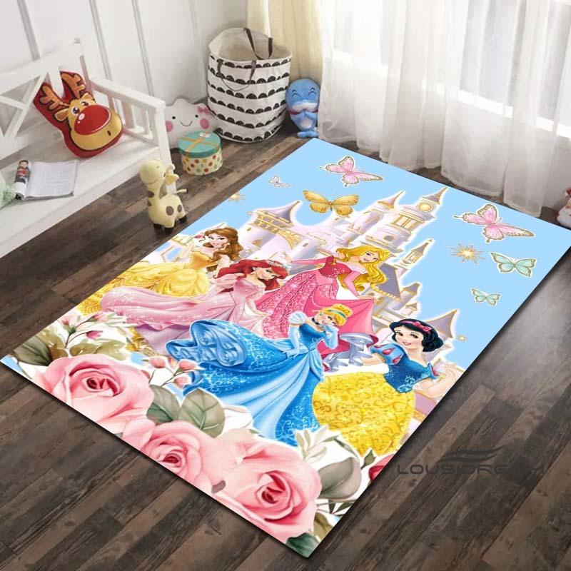 Tappeto con Disegno di Principessa Cartone Animato - Decorazione per Stanza, con disegni di Ariel e La Sirenetta, lavabile in lavatrice e morbido, perfetto per