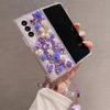 Custodia Floreale con Strass per Samsung Galaxy Z Fold8 Ultra Fold7 Fold6 Fold5 Fold4 Fold3 con Braccialetto Decorazione Rosa 3D, Cinturino con Perline di Cristallo