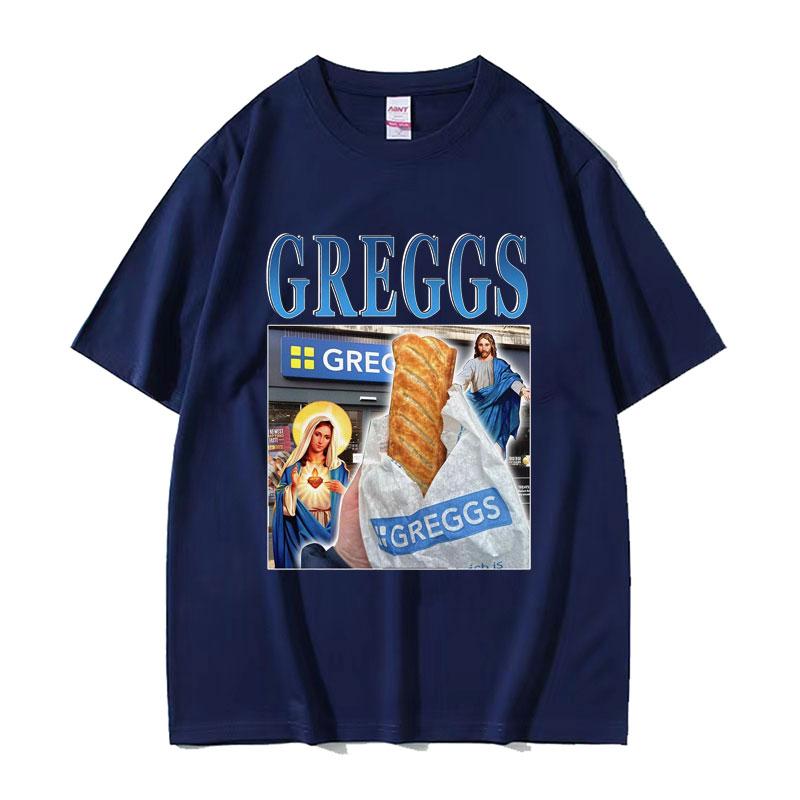 Greggs Homage Bakery Chain Funny Meme Graphic T Shirt Men Women Vintage Clothing Tees Casual Cotton Oversized Tshirt Streetwear