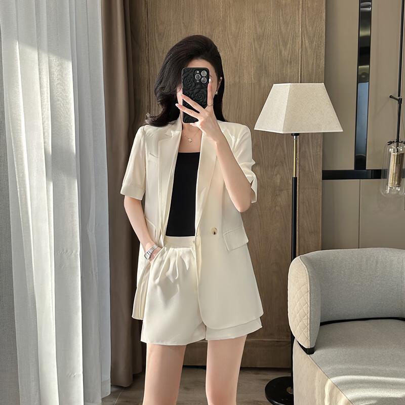 Women's Short Sleeve Suit Jacket & Shorts Set