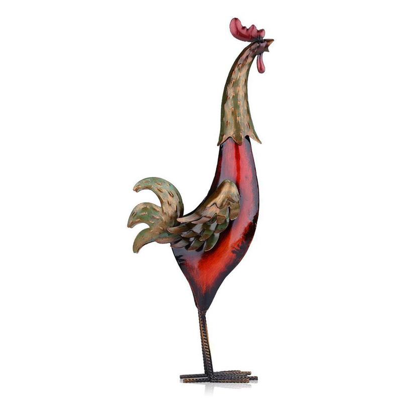 

Colorful Iron Rooster Creative Ornament Garden Statue Metal Artwork Craft Gift Home Desktop Dec K2K8 Multi-color-Colored tin Rooster